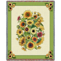 Sunflower Garden - Judy Hand - Cotton Woven Blanket Throw - Made in the USA (72x54) Tapestry Throw