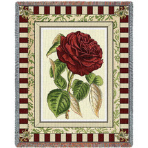 Rose Flower - Cotton Woven Blanket Throw - Made in the USA (72x54) Tapestry Throw