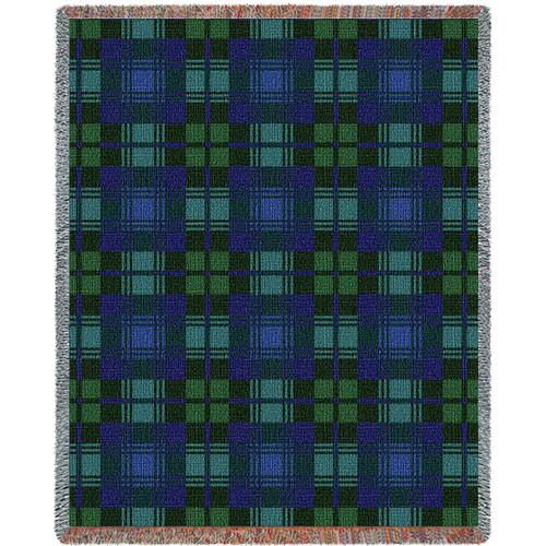 Plaid - Black Watch Tartan - Cotton Woven Blanket Throw - Made in the USA (72x54) Tapestry Throw