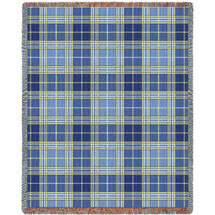 Plaid -Blue Bell Tartan - Cotton Woven Blanket Throw - Made in the USA (72x54) Tapestry Throw