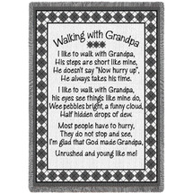 Walking with Grandpa - Cotton Woven Blanket Throw - Made in the USA (70x50) Afghan