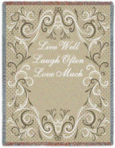 Live Well Laugh Often Love Much - Cotton Woven Blanket Throw - Made in the USA (72x54) Tapestry Throw