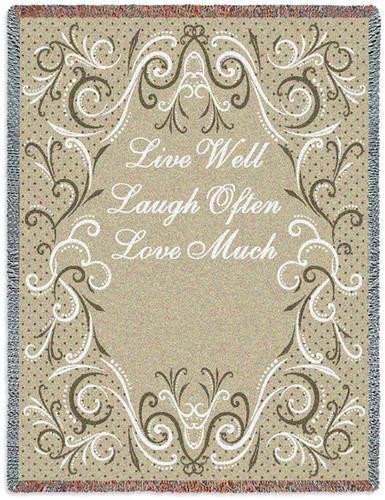Live Well Laugh Often Love Much - Cotton Woven Blanket Throw - Made in the USA (72x54) Tapestry Throw