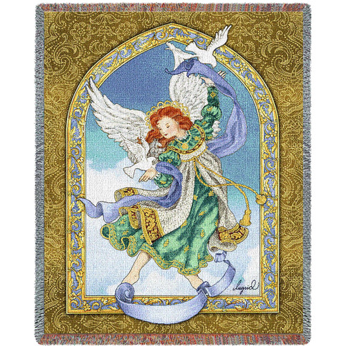 Peaceful Angel - Ingrid - Cotton Woven Blanket Throw - Made in the USA (72x54) Tapestry Throw