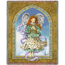 Angel in Prayer - Ingrid - Cotton Woven Blanket Throw - Made in the USA (72x54) Tapestry Throw