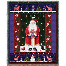 Midnight Santa - Coco Dowley - Cotton Woven Blanket Throw - Made in the USA (72x54) Tapestry Throw