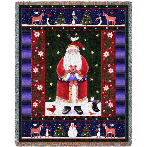 Midnight Santa - Coco Dowley - Cotton Woven Blanket Throw - Made in the USA (72x54) Tapestry Throw