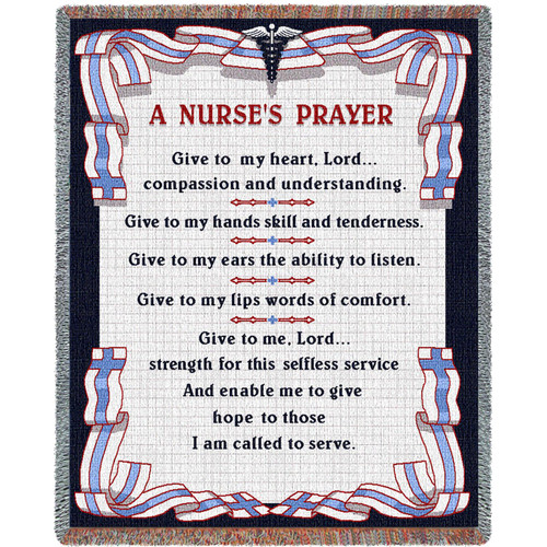 Medical Professional - Nurse Prayer - Cotton Woven Blanket Throw - Made in the USA (72x54) Tapestry Throw