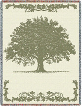 Oak Tree - Cotton Woven Blanket Throw - Made in the USA (72x54) Tapestry Throw