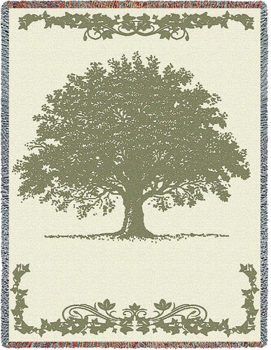 Oak Tree - Cotton Woven Blanket Throw - Made in the USA (72x54) Tapestry Throw