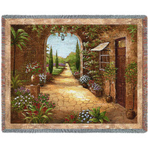 Secret Garden I - Vivian Flasch - Cotton Woven Blanket Throw - Made in the USA (72x54) Tapestry Throw