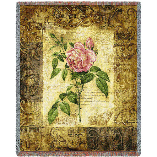 Blossom Elegance - Cotton Woven Blanket Throw - Made in the USA (72x54) Tapestry Throw