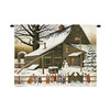 Cocoa Break at the Copperfields by Charles Wysocki | Woven Tapestry Wall Art Hanging | Sleds Lined Up at Warm Christmas Cottage | 100% Cotton USA Size 34x26 Wall Tapestry