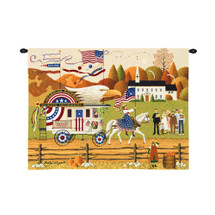 So Proudly We Hail by Charle Wysocki | Woven Tapestry Wall Art Hanging | Whimsical Countryside Patriotic American Parade | 100% Cotton USA Size 34x26 Wall Tapestry