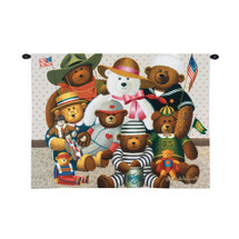 Gang's All Here by Charles Wysocki | Woven Tapestry Wall Art Hanging | Whimsical Teddy Bear Collection Americana Artwork | 100% Cotton USA Size 34x26 Wall Tapestry