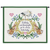 Lullabye and Goodnight | Woven Tapestry Wall Art Hanging | Whimsical Stork and Sleeping Bunnies Baby Room Decor | Cotton | Made in the USA | Size 25x5x23 Wall Tapestry