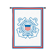 US Coast Guard | Woven Tapestry Wall Art Hanging | American Armed Forces Patriotic Logo Design | Cotton | Made in the USA | Size 32x26 Wall Tapestry