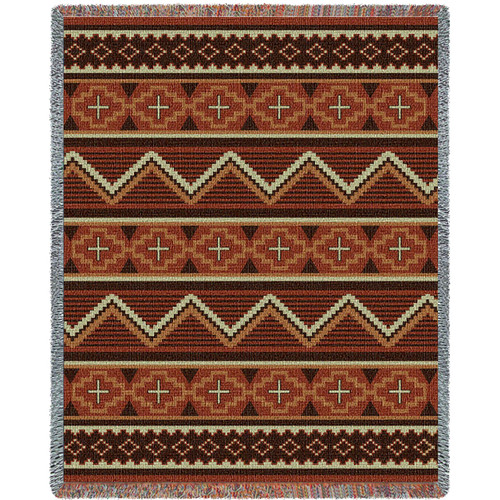 Los Ranchos - Southwest Native American Inspired Tribal Camp - Cotton Woven Blanket Throw - Made in the USA (72x54) Tapestry Throw