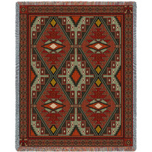 Trailwalker - Southwest Native American Inspired Tribal Camp - Cotton Woven Blanket Throw - Made in the USA (72x54) Tapestry Throw