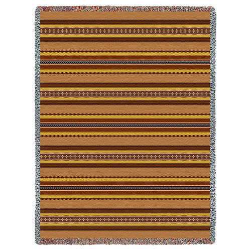 Saddleblanket - Sand - Southwest Native American Inspired Tribal Camp - Cotton Woven Blanket Throw - Made in the USA (72x54) Tapestry Throw