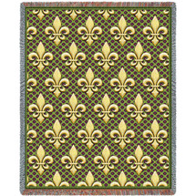 Fleur De Lis - Cotton Woven Blanket Throw - Made in the USA (72x54) Tapestry Throw