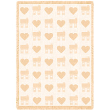 Heart and House - Natural Cotton Woven Blanket Throw - Made in the USA (70x50) Afghan