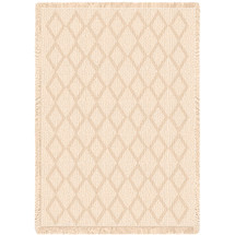 Diamond - Natural Cotton Woven Blanket Throw - Made in the USA (70x50) Afghan