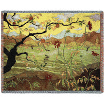 Apple Tree with Red Fruit - Paul Ramson - Paul Ransom - Cotton Woven Blanket Throw - Made in the USA (72x54) Tapestry Throw