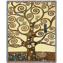 Stoclet Frieze - Tree of Life - Gustav Klimt - Cotton Woven Blanket Throw - Made in the USA (72x54) Tapestry Throw