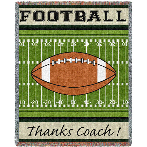 Sports - Football - Thanks Coach - Cotton Woven Blanket Throw - Made in the USA (72x54) Tapestry Throw