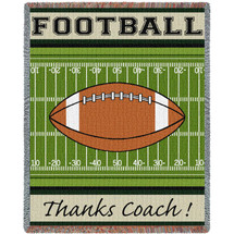 Sports - Football - Thanks Coach - Cotton Woven Blanket Throw - Made in the USA (72x54) Tapestry Throw