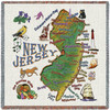 State of New Jersey - Lap Square Cotton Woven Blanket Throw - Made in the USA (54x54) Lap Square