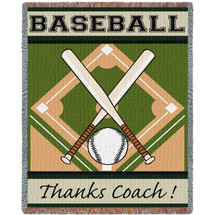Sports - Baseball - Thanks Coach - Cotton Woven Blanket Throw - Made in the USA (72x54) Tapestry Throw