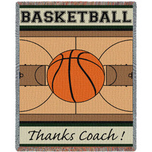 Sports - Basketball - Thanks Coach - Cotton Woven Blanket Throw - Made in the USA (72x54) Tapestry Throw