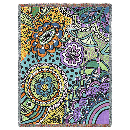 Dentelle - Helen Kiebzak - Cotton Woven Blanket Throw - Made in the USA (72x54) Tapestry Throw