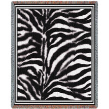 Zebra Skin - Cotton Woven Blanket Throw - Made in the USA (72x54) Tapestry Throw