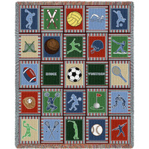 Sports Quilt - Cotton Woven Blanket Throw - Made in the USA (72x54) Tapestry Throw