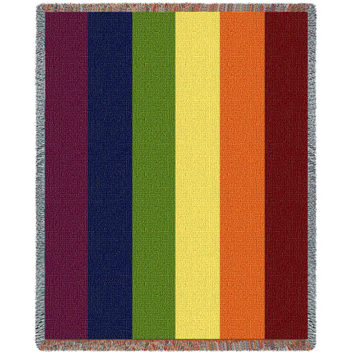 Rainbow - Cotton Woven Blanket Throw - Made in the USA (72x54) Tapestry Throw