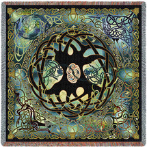 Celtic Tree of Life - Jen Delyth - Lap Square Blanket Throw Woven from Cotton - Made in the USA (54x54) Lap Square