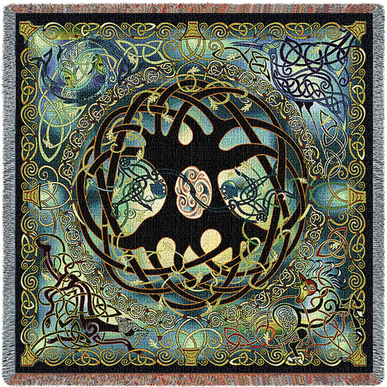 Celtic Tree of Life Jen Delyth Lap Square Blanket Throw Woven from