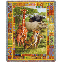 African Plains - Parker Fulton - Cotton Woven Blanket Throw - Made in the USA (72x54) Tapestry Throw
