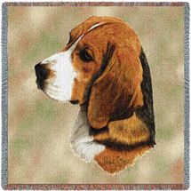 Beagle - Robert May - Lap Square Cotton Woven Blanket Throw - Made in the USA (54x54) Lap Square