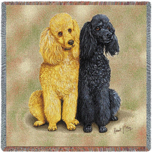 Poodles - Robert May - Lap Square Cotton Woven Blanket Throw - Made in the USA (54x54) Lap Square