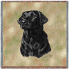 Labrador Retriever Black Lab - Robert May - Lap Square Cotton Woven Blanket Throw - Made in the USA (54x54) Lap Square
