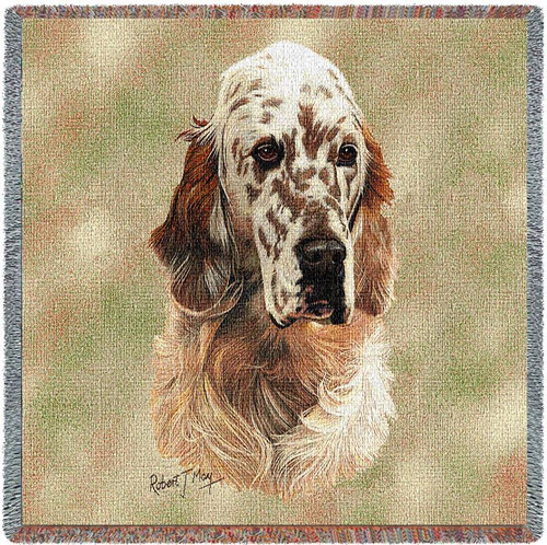English Setter - Robert May - Lap Square Cotton Woven Blanket Throw - Made in the USA (54x54) Lap Square