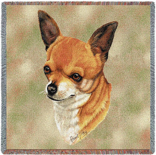 Chihuahua - Robert May - Lap Square Cotton Woven Blanket Throw - Made in the USA (54x54) Lap Square