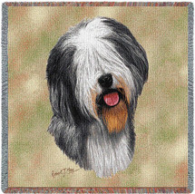 Old English Sheepdog - Robert May - Lap Square Cotton Woven Blanket Throw - Made in the USA (54x54) Lap Square