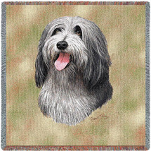 Bearded Collie - Robert May - Lap Square Cotton Woven Blanket Throw - Made in the USA (54x54) Lap Square