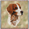 Brittany Spaniel - Robert May - Lap Square Cotton Woven Blanket Throw - Made in the USA (54x54) Lap Square