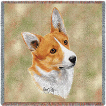 Pembroke Welsh Corgi - Robert May - Lap Square Cotton Woven Blanket Throw - Made in the USA (54x54) Lap Square